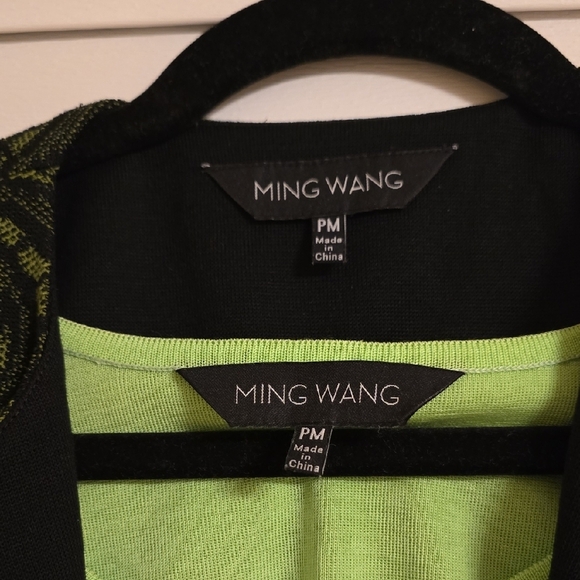 Ming Wang 2 Pieces Black and Green Blazer with Floral Lace And Top - Picture 2 of 15